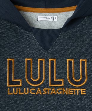 Sweat garçon à capuche chiné et brodé - LuluCastagnette vue3 - LULUCASTAGNETTE - GEMO