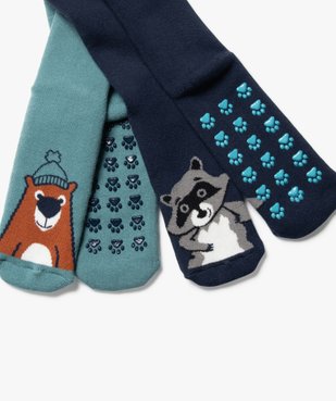 Chaussettes d’intérieur antidérapantes à motifs animaux garçon (lot de 2) vue2 - GEMO (ENFANT) - GEMO
