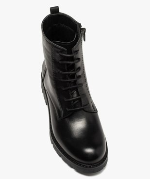 Boots fille en cuir uni style godillots à semelle crantée vue5 - GEMO (ENFANT) - GEMO