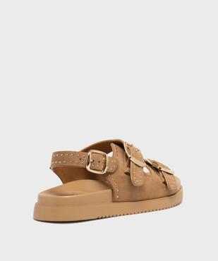 Mules à épaisse semelle en suédine à clous dorés femme vue4 - 5 MILES - GEMO