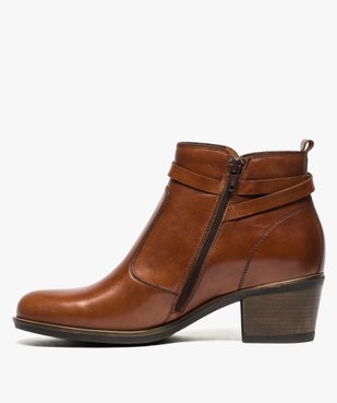 Bottines femme dessus cuir avec bride fine et fermeture zip vue3 - Nikesneakers(URBAIN) - Nikesneakers