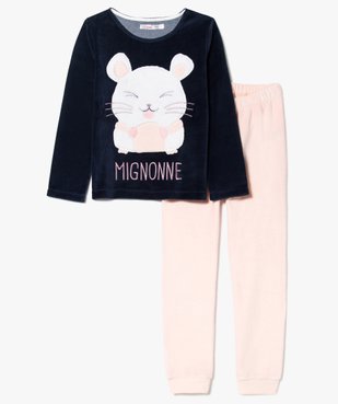 Pyjama 2 pièces en velours fille avec motif souris brodé vue1 - GEMO (ENFANT) - GEMO