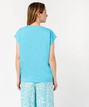 Haut de pyjama à manches ultra courtes avec motif fleuri femme vue3 - GEMO 4G FEMME - GEMO