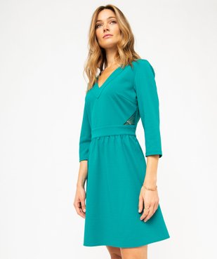 Robe courte à manches 3/4 et col V femme vue1 - GEMO(FEMME PAP) - GEMO
