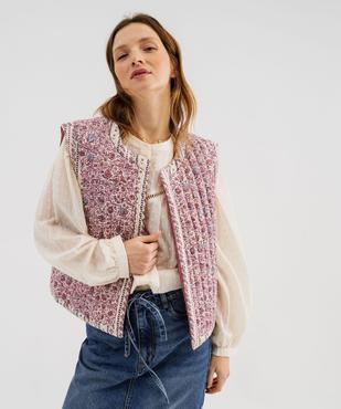 Veste sans manches matelassée à motif fleuri femme vue3 - GEMO 4G FEMME - GEMO