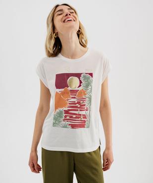 Tee-shirt à manches courtes avec motif fleuri femme vue1 - GEMO 4G FEMME - GEMO