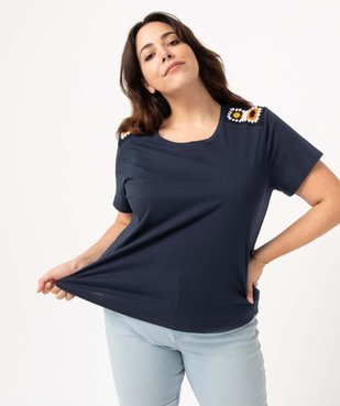 Tee-shirt femme grande taille avec épaules en crochet granny vue1 - GEMO (G TAILLE) - GEMO