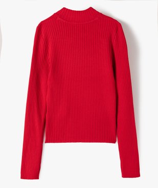 Pull fille à col cheminée en maille côtelée vue3 - GEMO (JUNIOR) - GEMO
