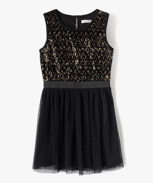 Robe sans manches à sequins et voile plumetis fille - LuluCastagnette vue2 - LULUCASTAGNETTE - GEMO