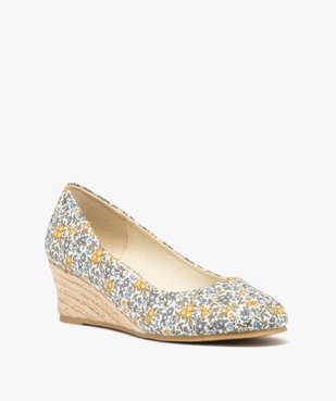 Escarpins femme en toile imprimée et semelle corde vue2 - GEMO(URBAIN) - GEMO
