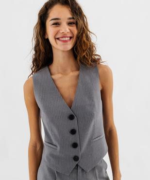Gilet de costume sans manches à rayures femme vue2 - GEMO(FEMME PAP) - GEMO