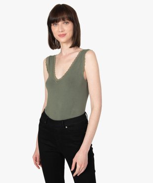 Débardeur femme avec décolleté en V en dentelle vue1 - GEMO C4G FEMME - GEMO