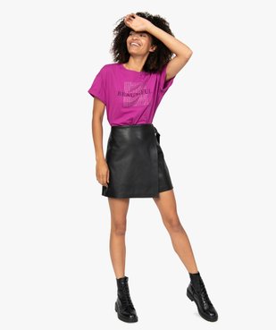 Tee-shirt femme à manches courtes et strass vue5 - GEMO(FEMME PAP) - GEMO