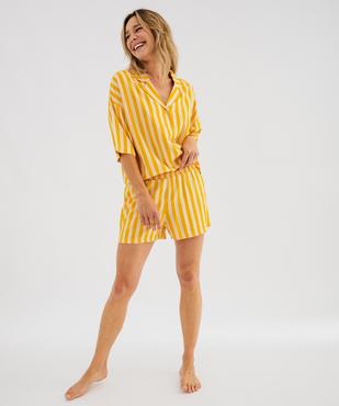 Short de pyjama à rayures en viscose femme vue4 - GEMO 4G FEMME - GEMO
