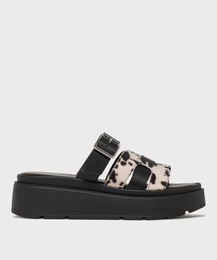 Mules à semelle plateforme motif animalier femme vue1 - 5 MILES - GEMO