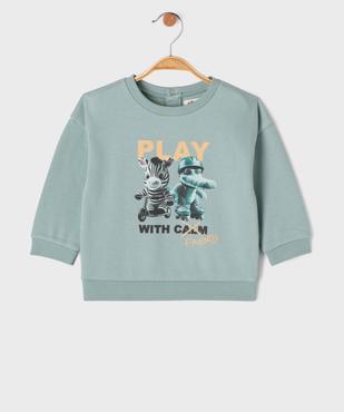 Sweat en molleton doux imprimé à col rond bébé garçon vue1 - GEMO 4G BEBE - GEMO