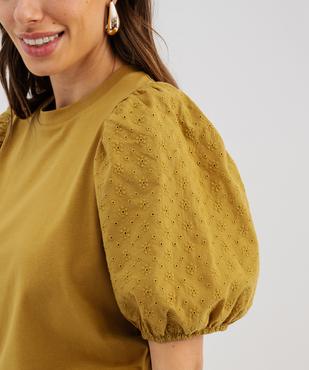 Tee-shirt manches courtes en broderie anglaise femme vue2 - GEMO 4G FEMME - GEMO