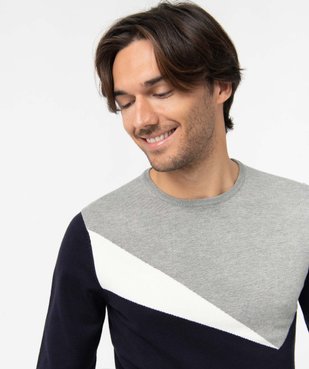 Pull homme tricolore en maille fine vue2 - GEMO (HOMME) - GEMO