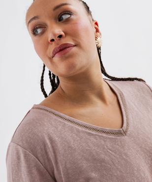 Tee-shirt manches courtes pailleté à col V femme grande taille vue2 - GEMO (G TAILLE) - GEMO