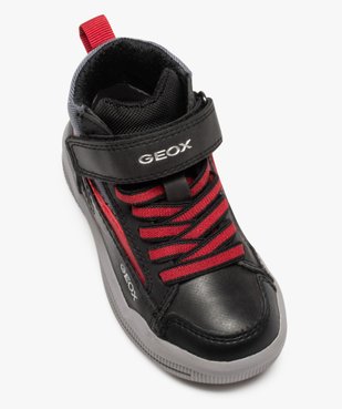 Baskets garçon mid-cut bicolores à lacets et scratch - Geox vue5 - GEOX - GEMO