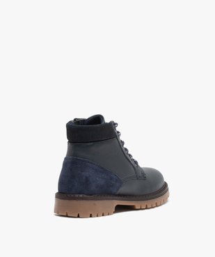 Boots garçon avec dessus cuir uni et semelle crantée vue4 - GEMO - GEMO