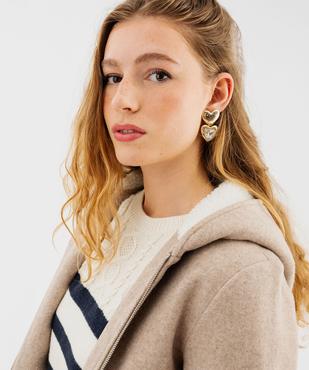 Manteau mi-long zippé à capuche femme vue6 - GEMO 4G FEMME - GEMO