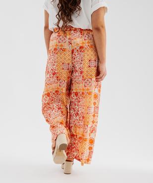 Pantalon fluide imprimé avec ceinture à nouer femme vue3 - GEMO 4G GT - GEMO