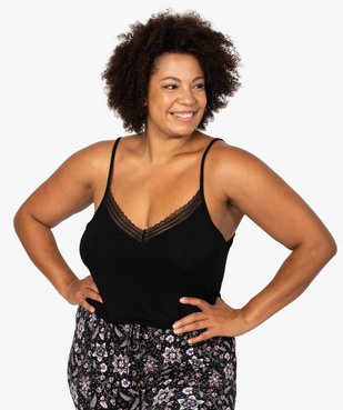 Débardeur femme grande taille en maille fluide et dentelle vue1 - GEMO(HOMWR FEM) - GEMO