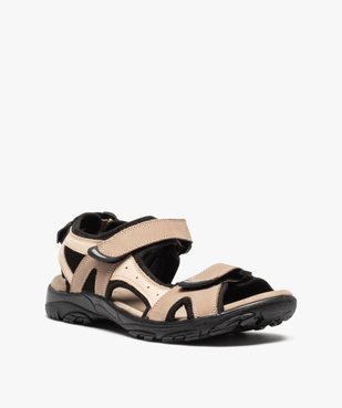 Sandales homme sport dessus cuir fermeture scratchs vue2 - GEMO (CASUAL) - GEMO