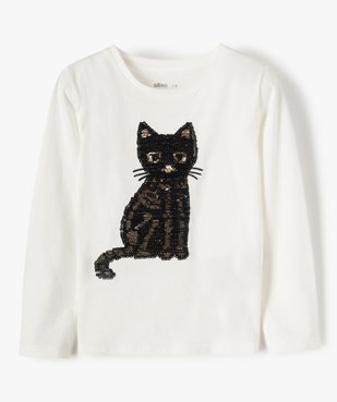 Tee-shirt fille avec motifs en sequins brodés vue2 - GEMO (ENFANT) - GEMO