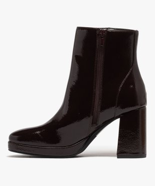 Boots femme à talon flare et bout carré dessus vernis vue3 - FOLLOW ME GEMO FOR GOOD - GEMO