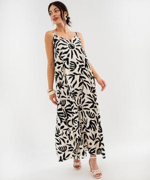Robe longue et fluide à fines bretelles imprimée femme vue1 - GEMO 4G FEMME - GEMO