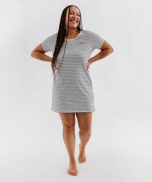 Chemise de nuit en jersey rayé femme grande taille vue1 - GEMO 4G FEMME - GEMO
