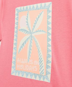 Tee-shirt manches courtes coupe oversize avec motif pailleté fille vue3 - GEMO (ENFANT) - GEMO