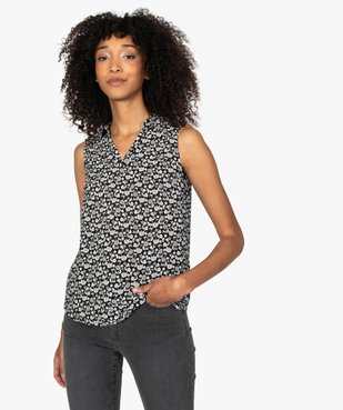 Blouse femme sans manches imprimée avec col chemise vue1 - Nikesneakers(FEMME PAP) - Nikesneakers