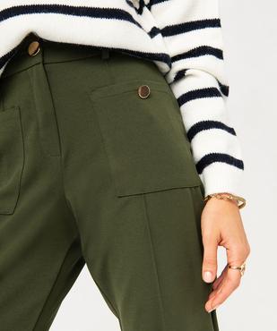 Pantalon en maille coupe droite avec fausses poches plaquées femme vue2 - GEMO(FEMME PAP) - GEMO