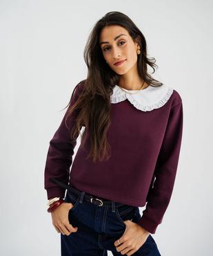 Sweat court à grand col Claudine volanté femme vue3 - GEMO(FEMME PAP) - GEMO