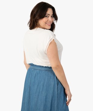 Tee-shirt femme grande taille à manches courtes et col V et dentelle  vue3 - GEMO 4G GT - GEMO