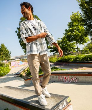 Sur-chemise à carreaux avec capuche homme vue6 - GEMO (HOMME) - GEMO