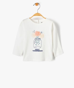 Tee-shirt bébé fille avec motif fleuri en relief vue1 - GEMO C4G BEBE - GEMO