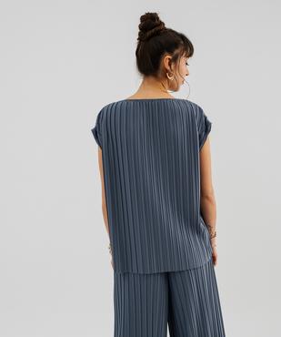 Tee-shirt sans manches loose en maille plissée femme vue3 - GEMO(FEMME PAP) - GEMO