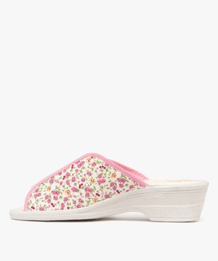 Chaussons femme mules confort compensées en coton style champêtre vue3 - GEMO 4G FEMME - GEMO