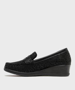Mocassins confort en suédine à talon compensé femme - g'flex vue3 - G'FLEX - GEMO