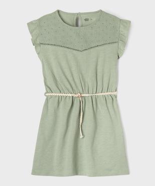 Robe fille en maille avec buste brodé et manches à volants vue1 - GEMO 4G FILLE - GEMO
