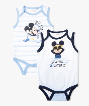 Bodies bébé sans manches avec motif Mickey (lot de 2) - Disney vue1 - DISNEY DTR - GEMO