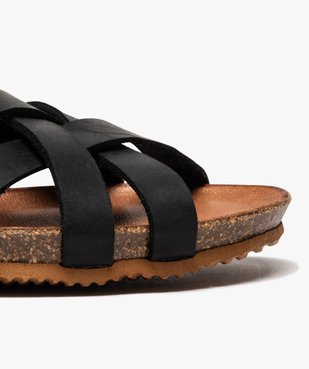 Mules femme plates à brides croisées en cuir vue6 - GEMO (CASUAL) - GEMO