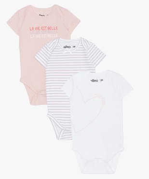 Bodies bébé à manches courtes en coton bio (lot de 3) vue1 - Nikesneakers - Nikesneakers
