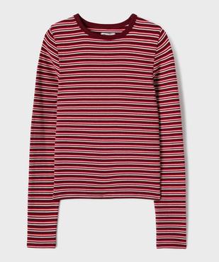 Tee-shirt manches courtes rayé en jersey extensible fille vue1 - GEMO 4G FILLE - GEMO