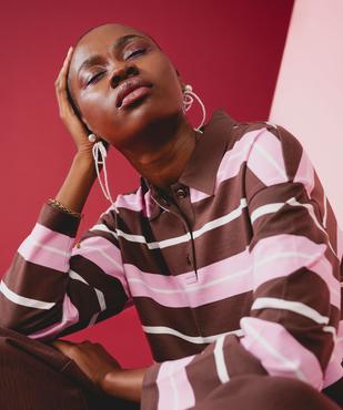 Polo rayé à manches longues femme vue2 - GEMO(FEMME PAP) - GEMO