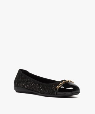 Ballerines femme à bout verni et chaînette métallisée vue2 - GEMO(URBAIN) - GEMO